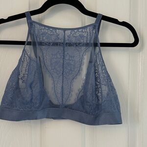 Soma Lace High-Neck Bralette in Dusty Blue